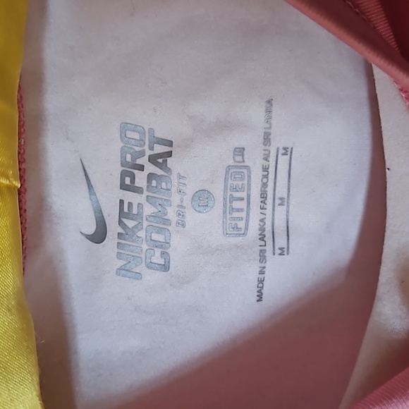 Nike Pro Combat Pink and White Fitted Athletic Shirt - Picture 2 of 3